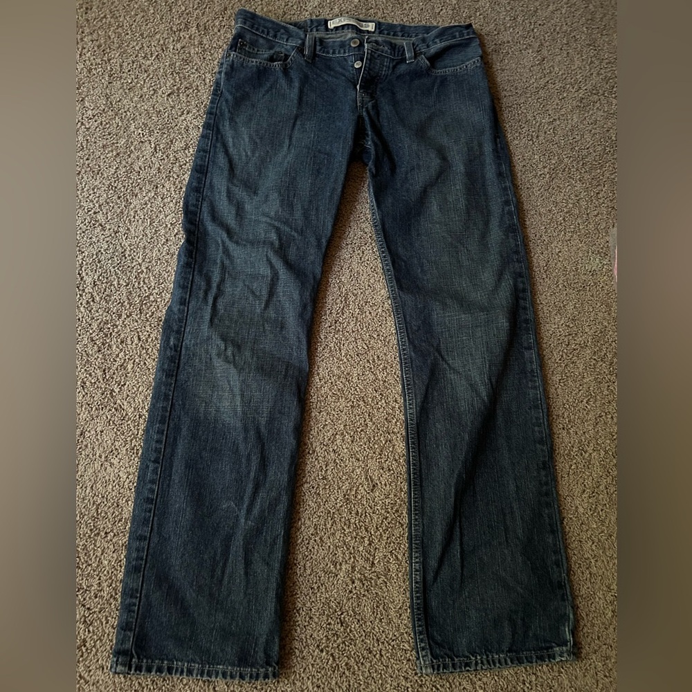 Express men’s 32W/34L button fly straight leg blue jeans
